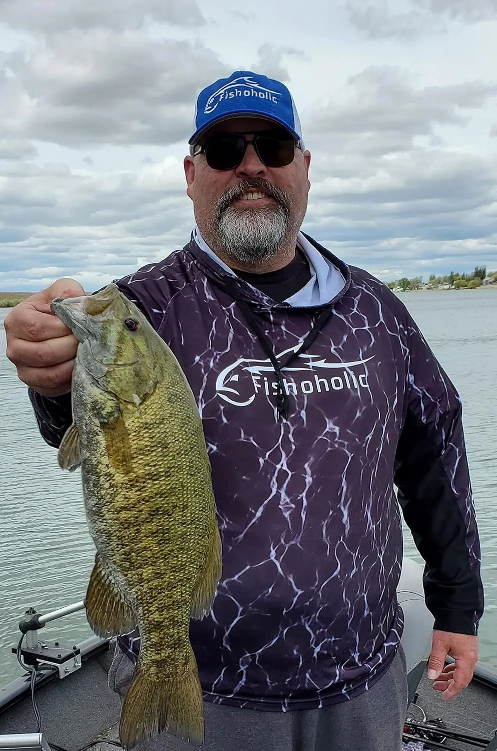 Fishoholic UPF 50 Performance Fishing Shirt - Long Sleeve Hoodie - Loose Keg Fit - Breathable Quick Dry Sun Protection