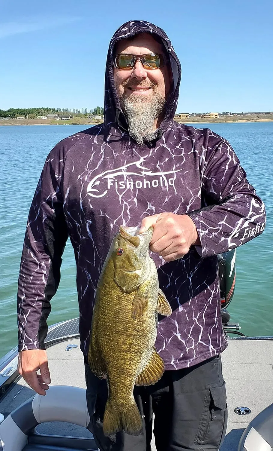 Fishoholic UPF 50 Performance Fishing Shirt - Long Sleeve Hoodie - Loose Keg Fit - Breathable Quick Dry Sun Protection
