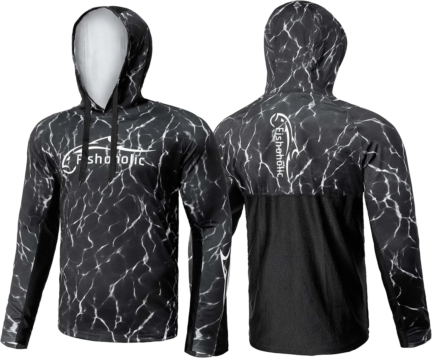 Fishoholic UPF 50 Performance Fishing Shirt - Long Sleeve Hoodie - Loose Keg Fit - Breathable Quick Dry Sun Protection