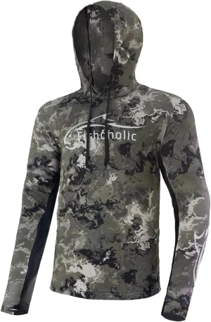 Fishoholic UPF 50 Performance Fishing Shirt - Long Sleeve Hoodie - Loose Keg Fit - Breathable Quick Dry Sun Protection