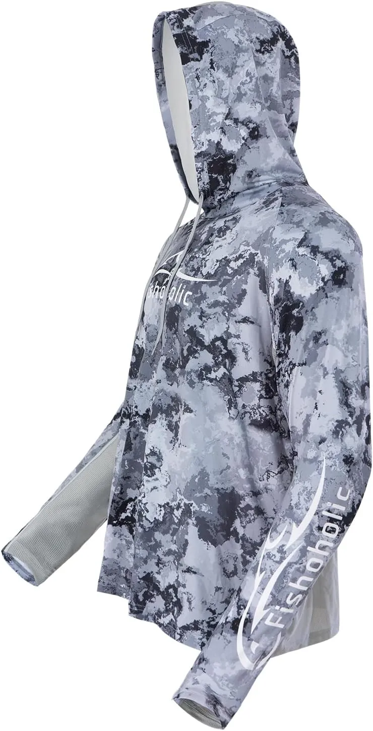 Fishoholic UPF 50 Performance Fishing Shirt - Long Sleeve Hoodie - Loose Keg Fit - Breathable Quick Dry Sun Protection
