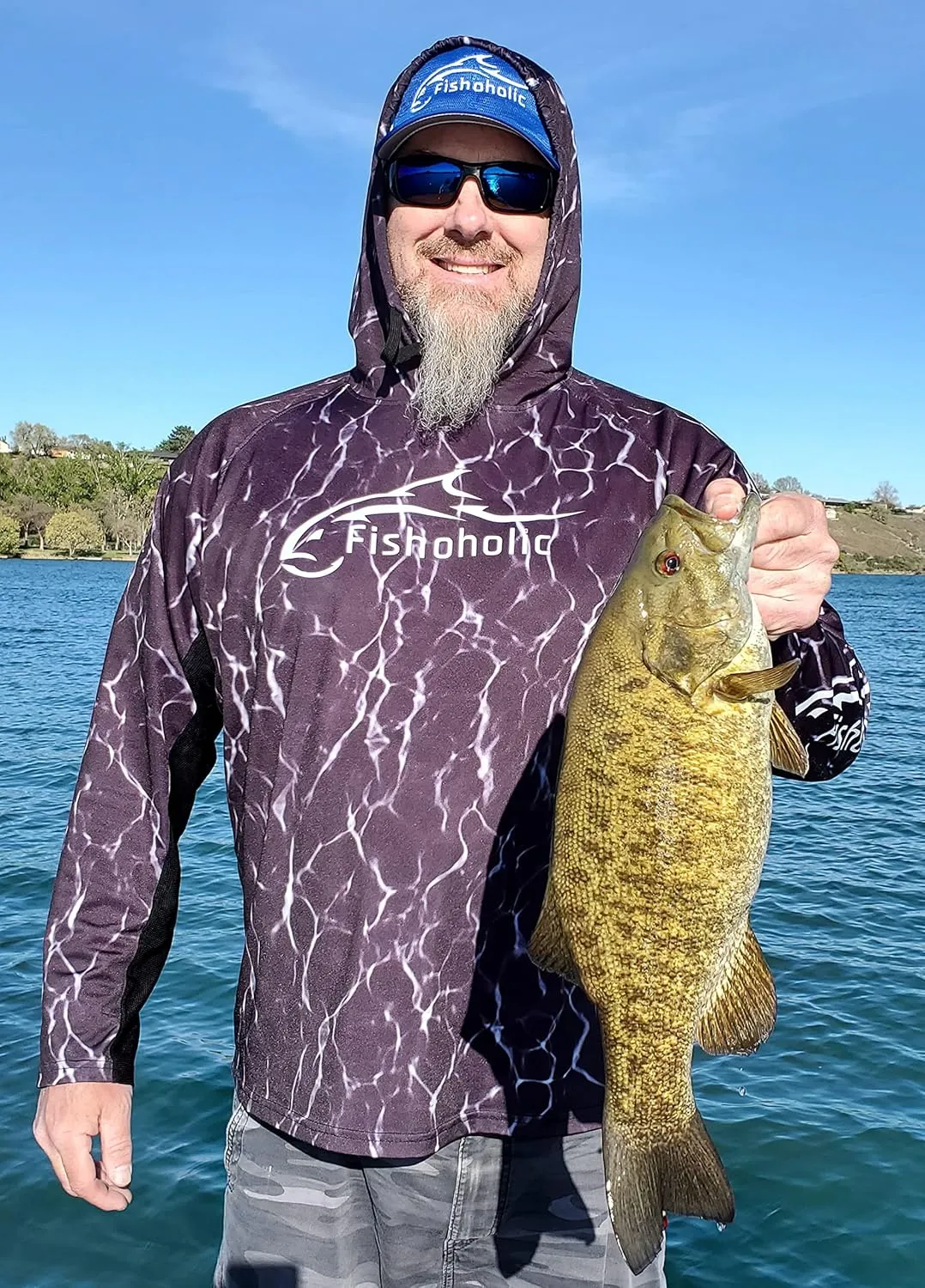 Fishoholic UPF 50 Performance Fishing Shirt - Long Sleeve Hoodie - Loose Keg Fit - Breathable Quick Dry Sun Protection