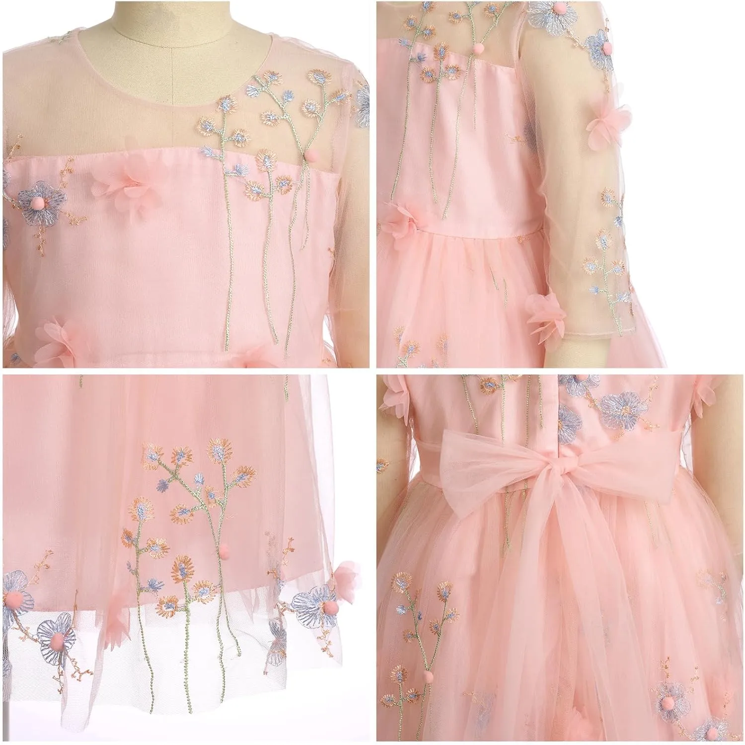 Flower Girl Butterfly Dress for Kids Baby Princess Birthday Weding Bridesmaid Pageant Formal Party Backless Tulle Dress
