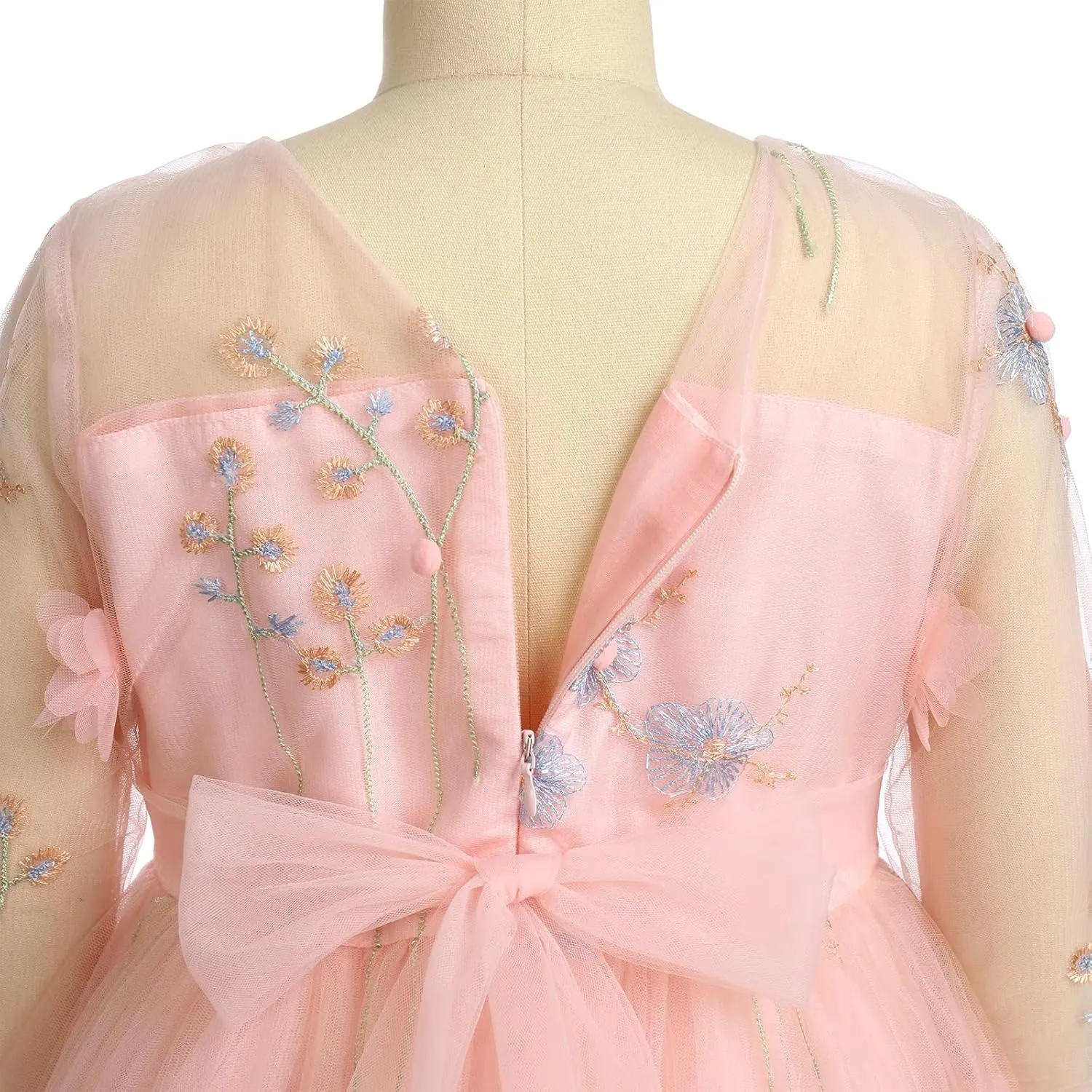 Flower Girl Butterfly Dress for Kids Baby Princess Birthday Weding Bridesmaid Pageant Formal Party Backless Tulle Dress