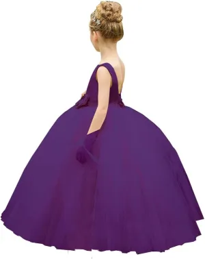 Flower Girl Dress Birthday Tutu Pageant Tulle Princess Ball Gowns Party Wedding Kids Satin Dresses