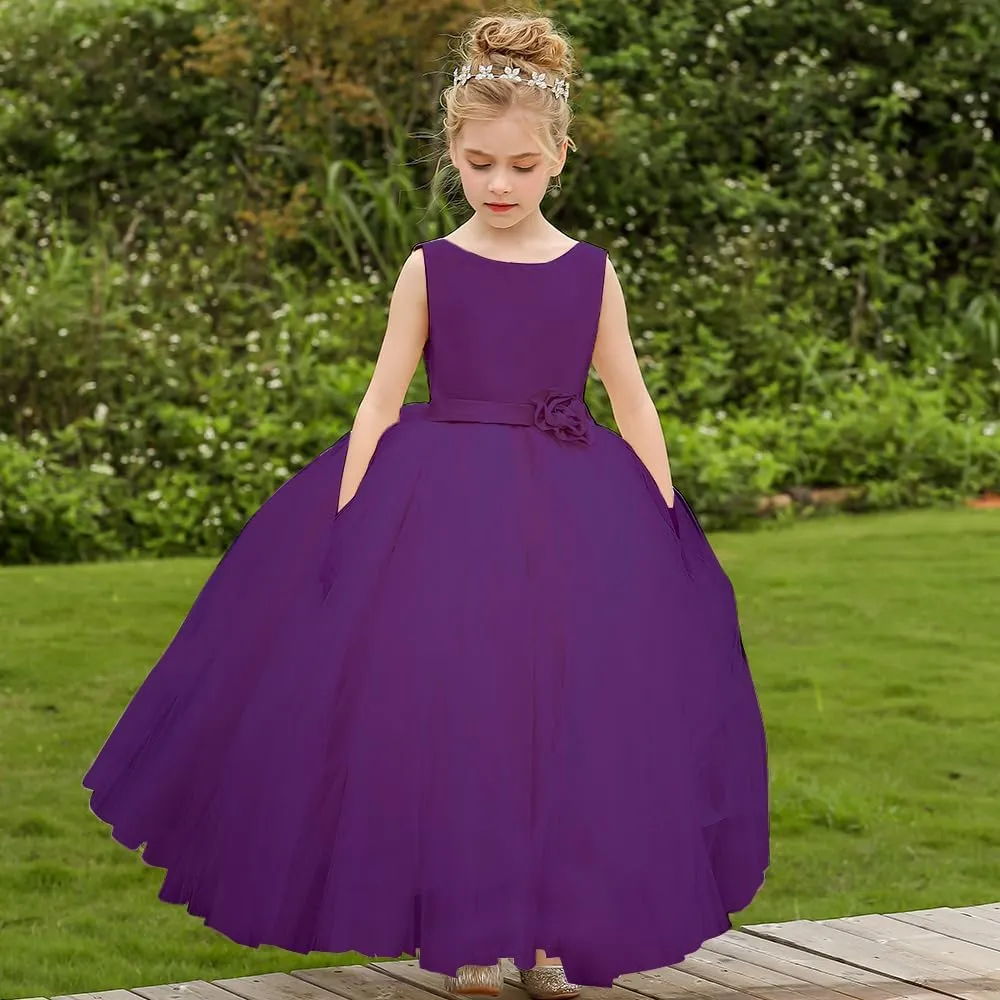 Flower Girl Dress Birthday Tutu Pageant Tulle Princess Ball Gowns Party Wedding Kids Satin Dresses