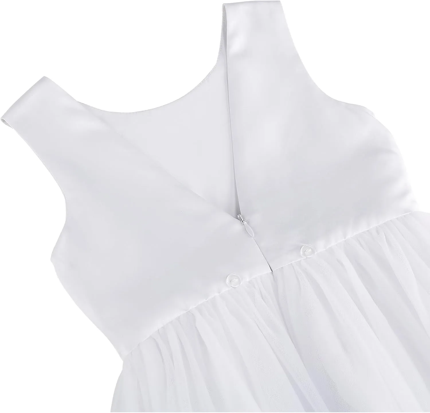 Flower Girl Dress Girls Dresses Wedding Satin V-Back Pearls for Pageant Prom Ball Gowns Party