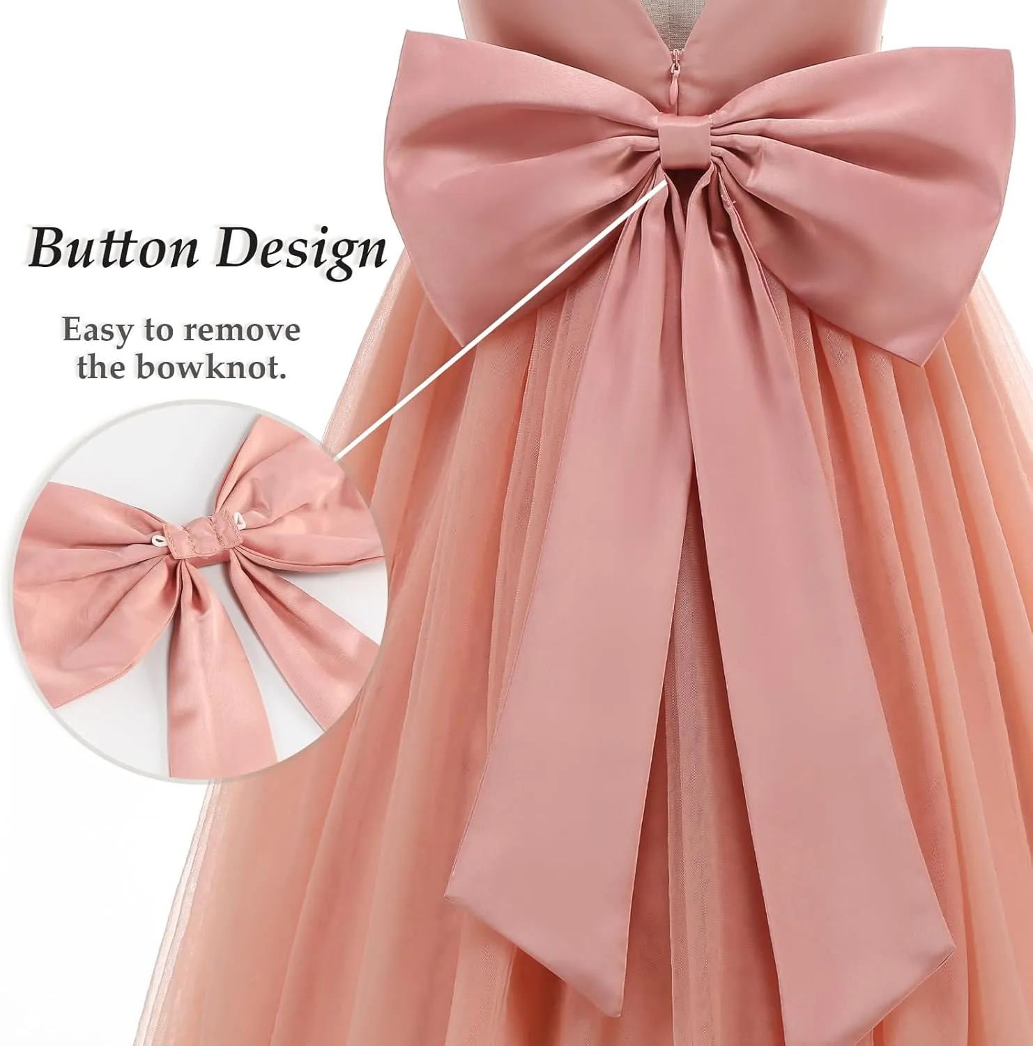 Flower Girl Dress Girls Dresses Wedding Satin V-Back Pearls for Pageant Prom Ball Gowns Party