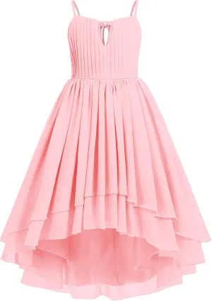 Flower Girl Dresses Junior Wedding Bridesmaid Prom Party Chiffon Floral Lace Flowy Maxi Princess Pageant Long Communion Gown