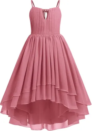 Flower Girl Dresses Junior Wedding Bridesmaid Prom Party Chiffon Floral Lace Flowy Maxi Princess Pageant Long Communion Gown