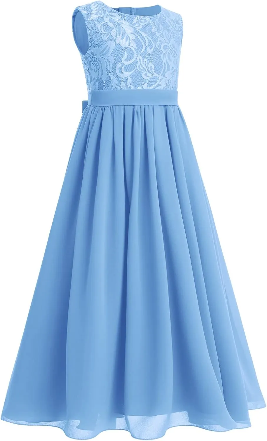 Flower Girl Dresses Junior Wedding Bridesmaid Prom Party Chiffon Floral Lace Flowy Maxi Princess Pageant Long Communion Gown