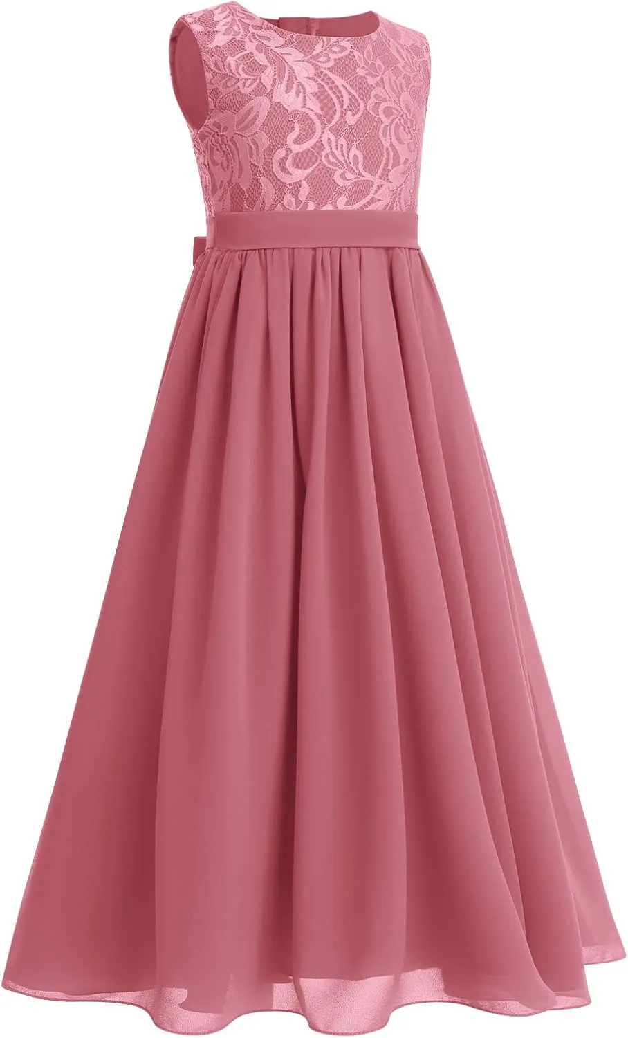 Flower Girl Dresses Junior Wedding Bridesmaid Prom Party Chiffon Floral Lace Flowy Maxi Princess Pageant Long Communion Gown