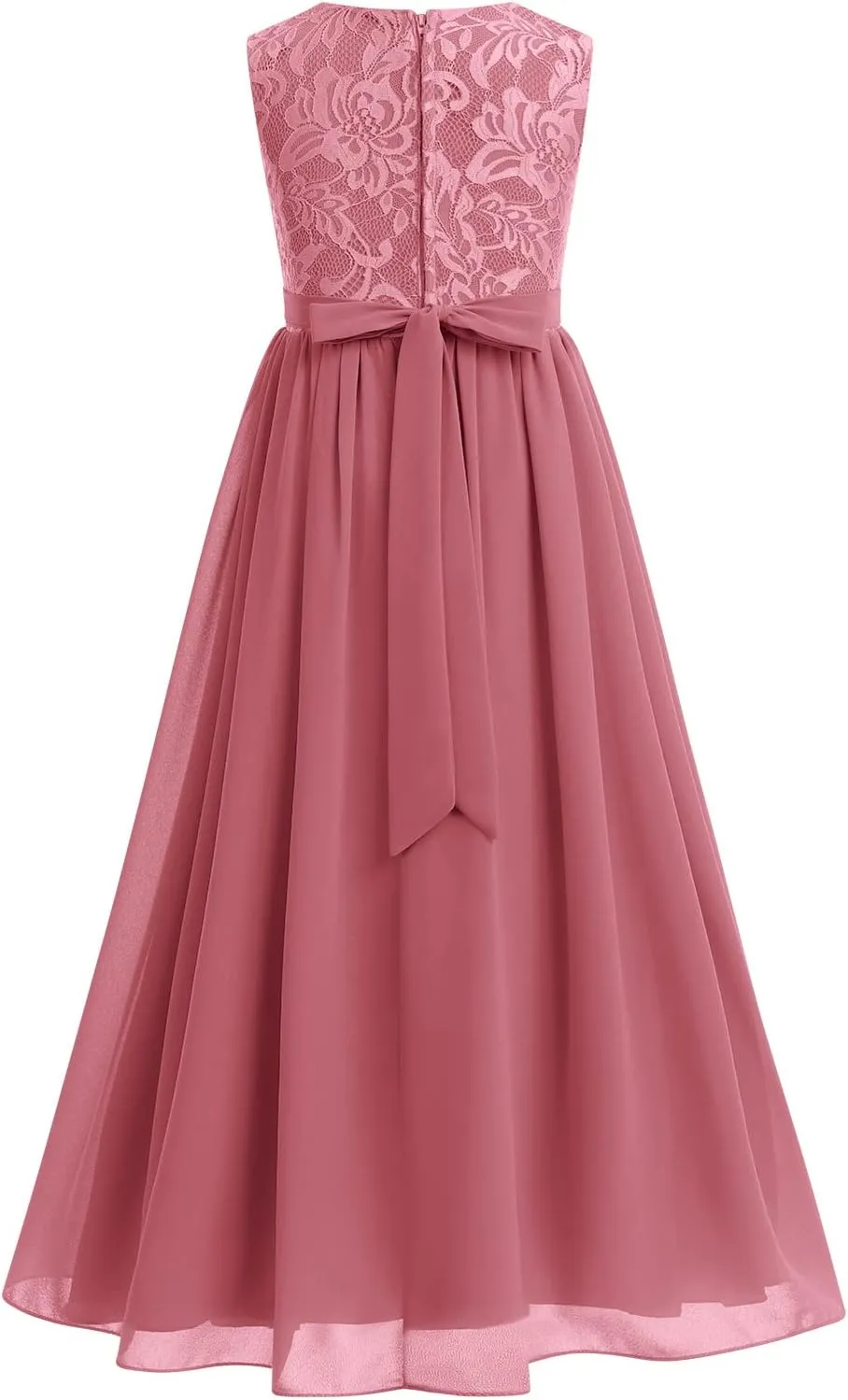 Flower Girl Dresses Junior Wedding Bridesmaid Prom Party Chiffon Floral Lace Flowy Maxi Princess Pageant Long Communion Gown