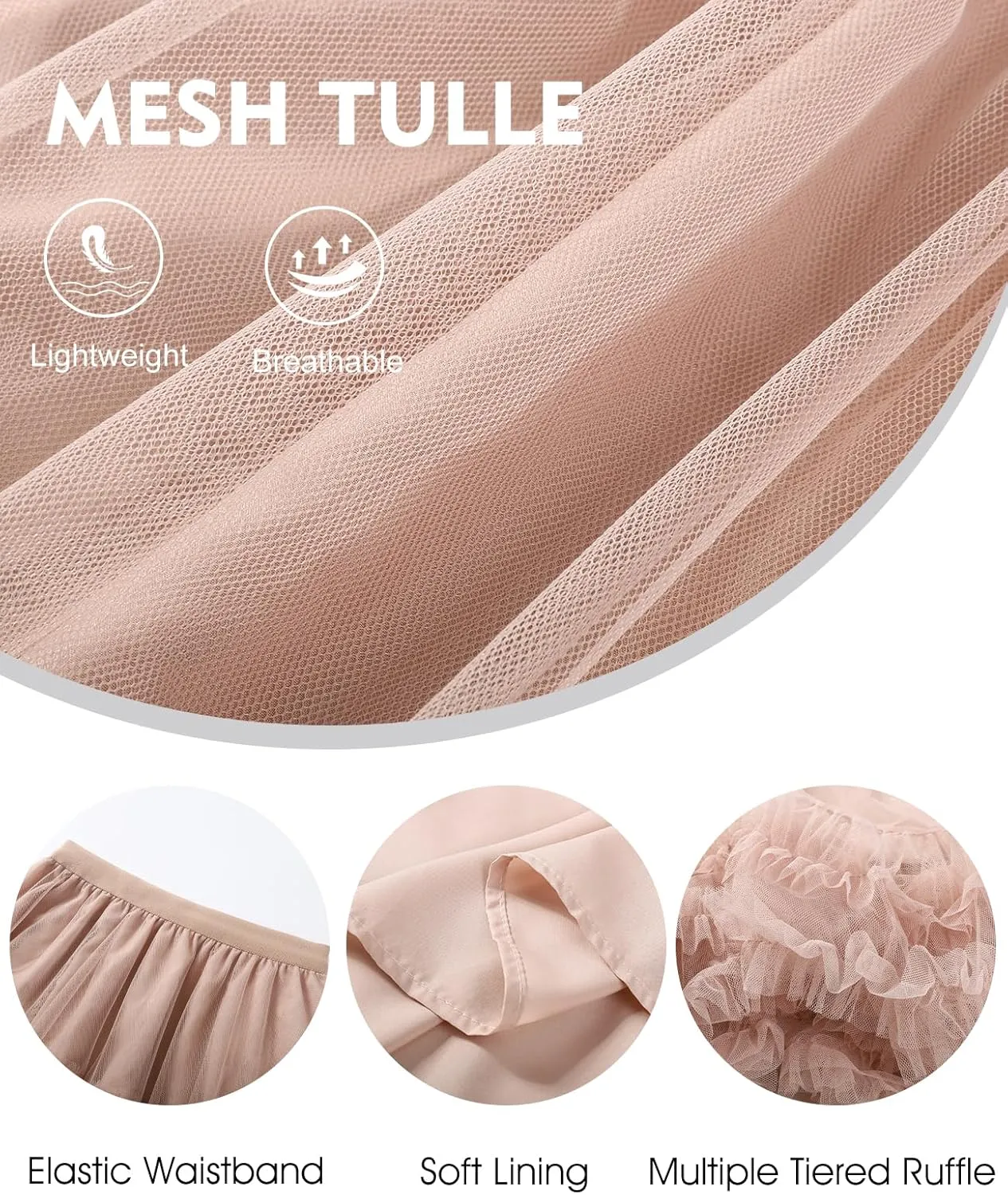Flygo Women's Maxi Tulle Skirt Long Tiered A Line Mesh Tutu Fairy High Elastic Waist Pleated Layered Skirts