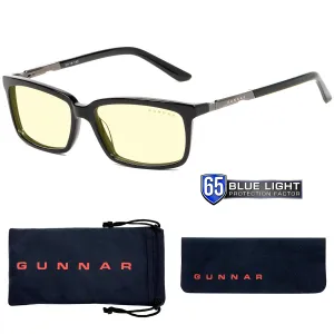 GUNNAR - Blue Light Reading Glasses - Blocks 65% Blue Light - Haus, Onyx, Amber Tint, Pwr  2.0