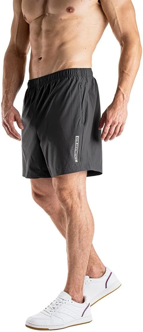 Gym Aesthetics Men's 5 Inch Shorts - Anti-Static Quick Dry Activewear with Pockets Running Gym Workout Shorts