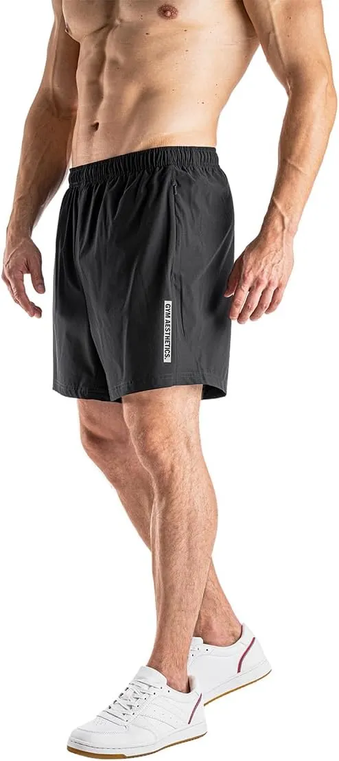 Gym Aesthetics Men's 5 Inch Shorts - Anti-Static Quick Dry Activewear with Pockets Running Gym Workout Shorts