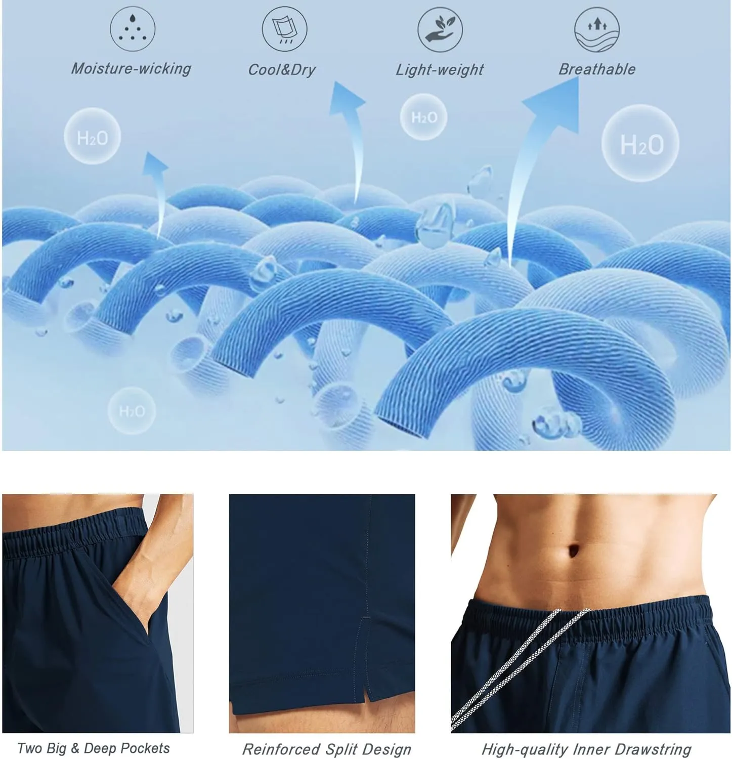 GYM REVOLUTION Men's Workout Running Gym Training Shorts
