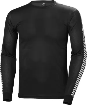 Helly Hansen Men's Lifa Stripe Crew Lightweight Breathable Moisture Wicking Thermal Baselayer, 998 Black - Medium