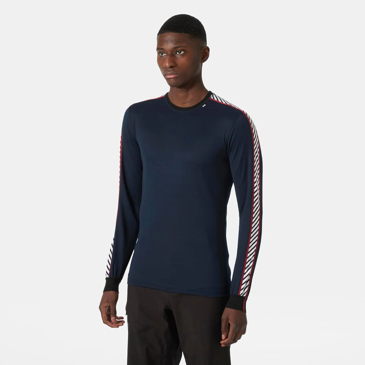Helly Hansen Men's Lifa Stripe Crew Lightweight Breathable Moisture Wicking Thermal Baselayer, 998 Black - Medium