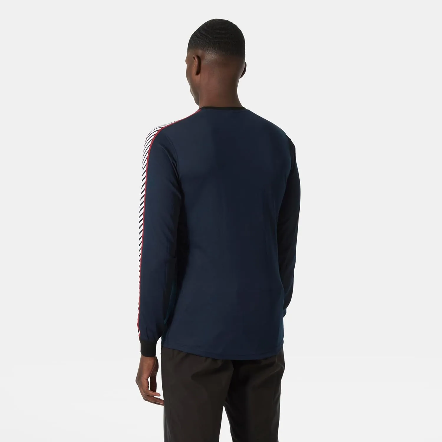 Helly Hansen Men's Lifa Stripe Crew Lightweight Breathable Moisture Wicking Thermal Baselayer, 998 Black - Medium