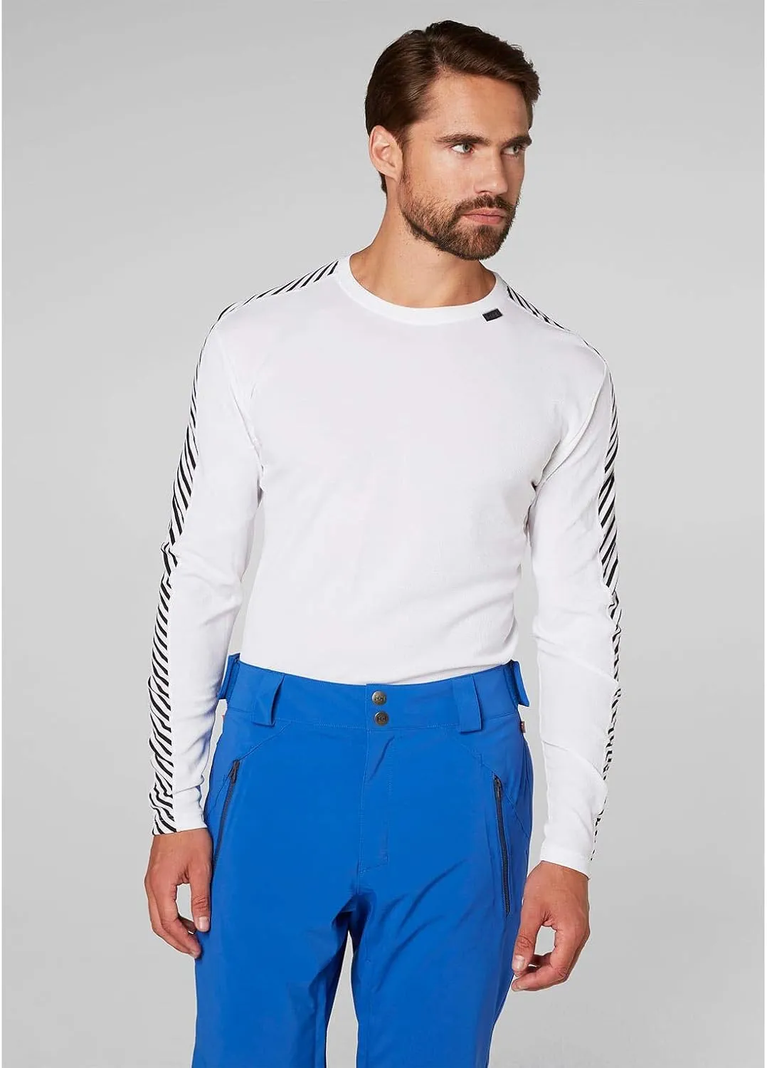Helly Hansen Men's Lifa Stripe Crew Lightweight Breathable Moisture Wicking Thermal Baselayer, 998 Black - Medium