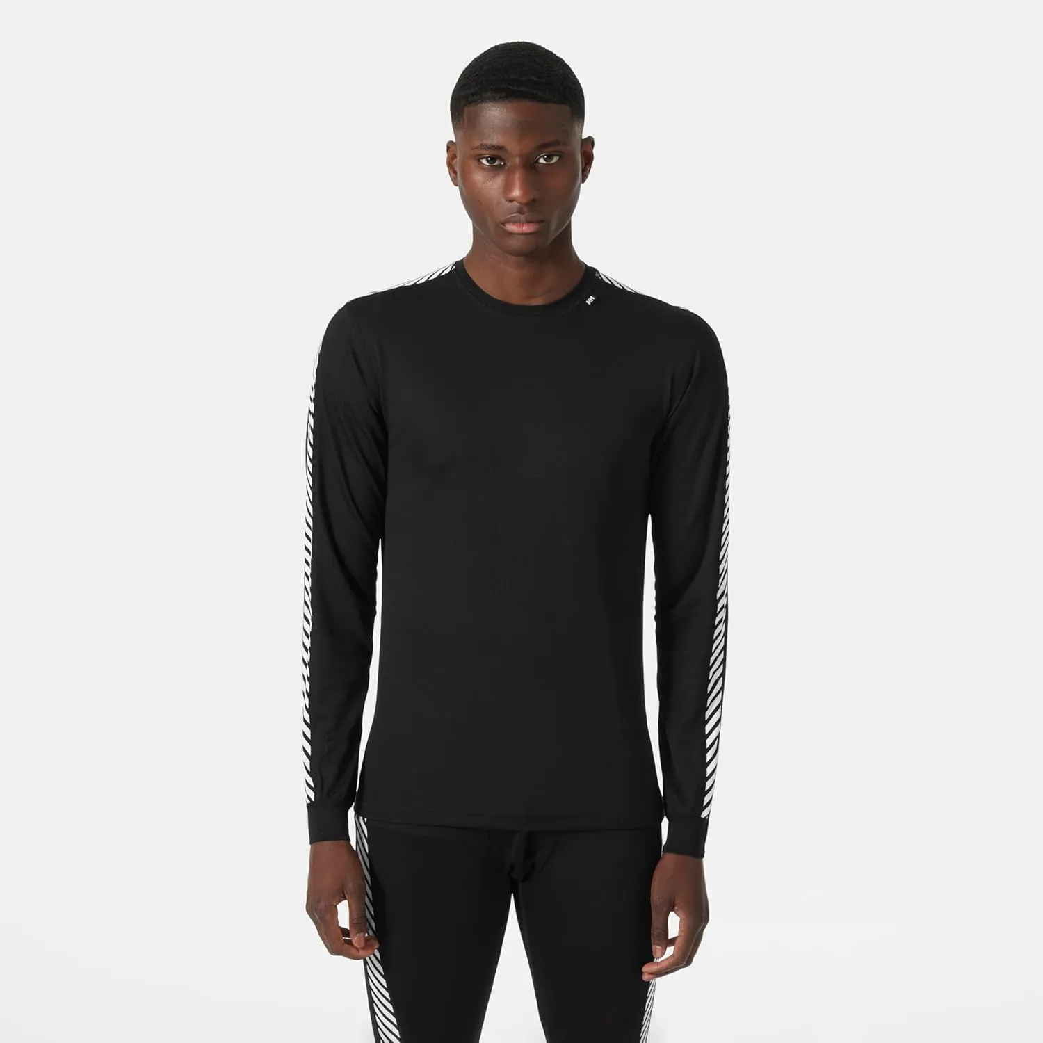 Helly Hansen Men's Lifa Stripe Crew Lightweight Breathable Moisture Wicking Thermal Baselayer, 998 Black - Medium