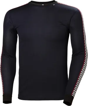 Helly Hansen Men's Lifa Stripe Crew Lightweight Breathable Moisture Wicking Thermal Baselayer, 998 Black - Medium
