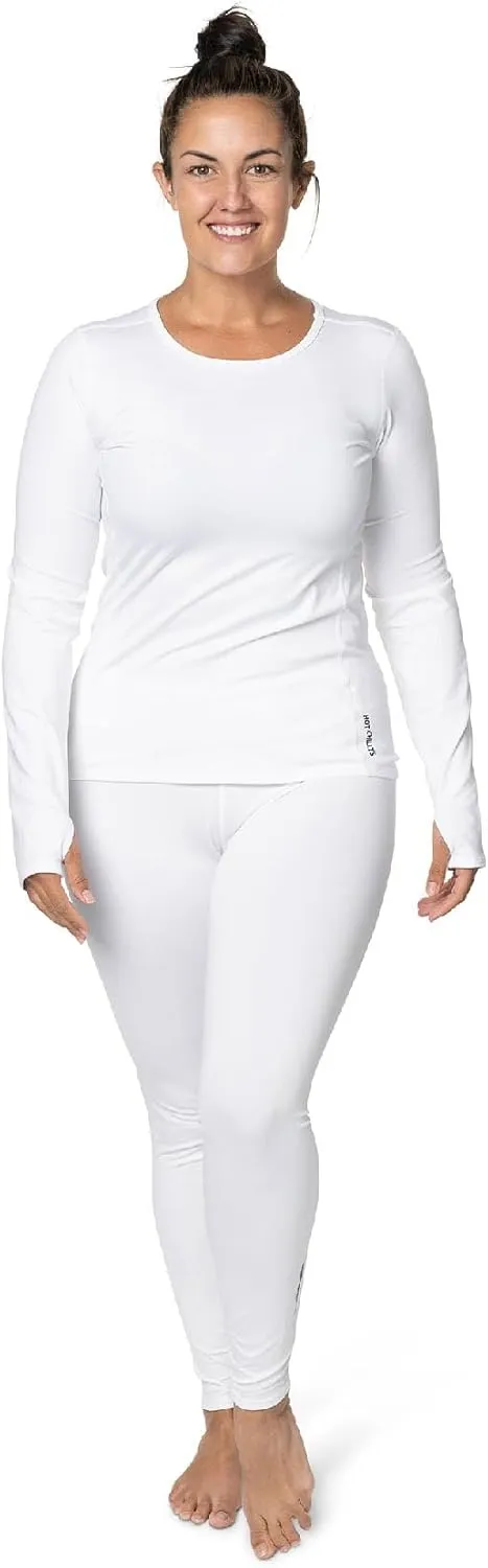 Hot Chillys Women's Micro-Elite Chamois UPF 30 Sun Protection 4-Way Stretch Thermal Long Sleeve Crewneck Base Layer Top