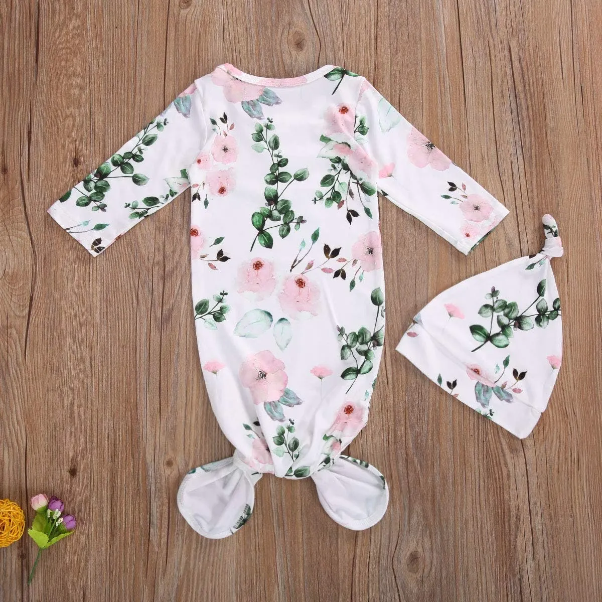 Infant Newborn Baby Girls Floral Sleep Gown Headband Sleepwear Romper Sleeping Bags Outfits