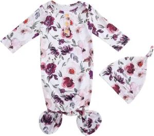 Infant Newborn Baby Girls Floral Sleep Gown Headband Sleepwear Romper Sleeping Bags Outfits