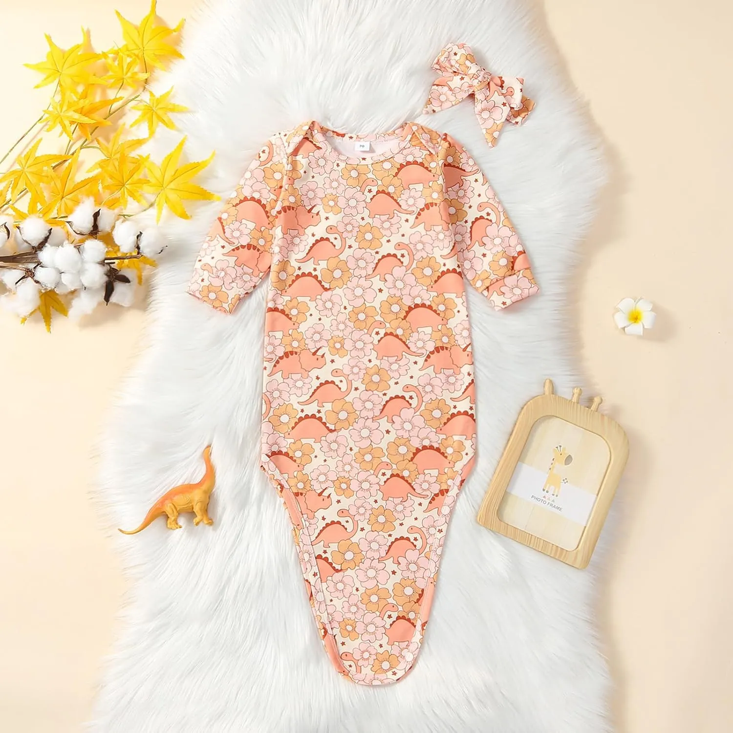 Infant Newborn Baby Girls Floral Sleep Gown Headband Sleepwear Romper Sleeping Bags Outfits