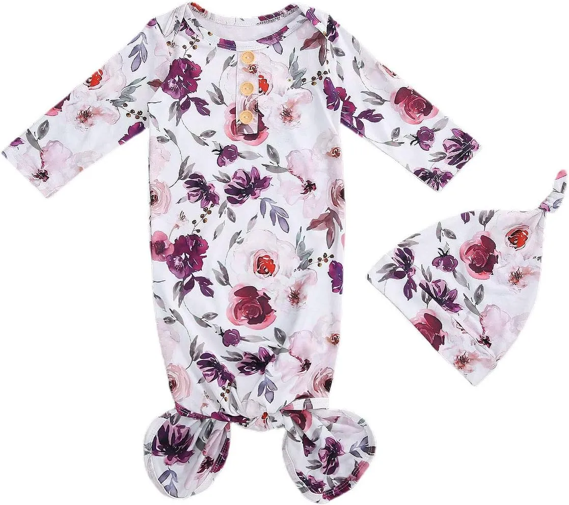 Infant Newborn Baby Girls Floral Sleep Gown Headband Sleepwear Romper Sleeping Bags Outfits