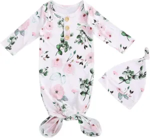 Infant Newborn Baby Girls Floral Sleep Gown Headband Sleepwear Romper Sleeping Bags Outfits