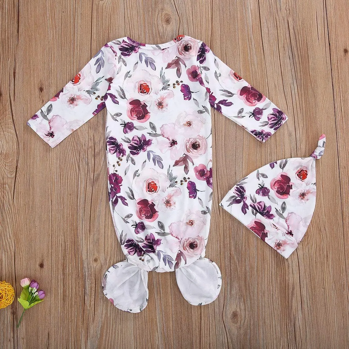 Infant Newborn Baby Girls Floral Sleep Gown Headband Sleepwear Romper Sleeping Bags Outfits