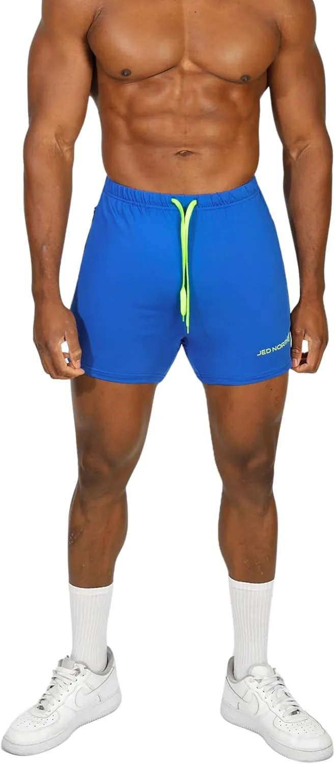Jed North Men's 4" Inseam Bodybuilding Gym Shorts with Zipper Pockets Powerlifting Gym Shorts