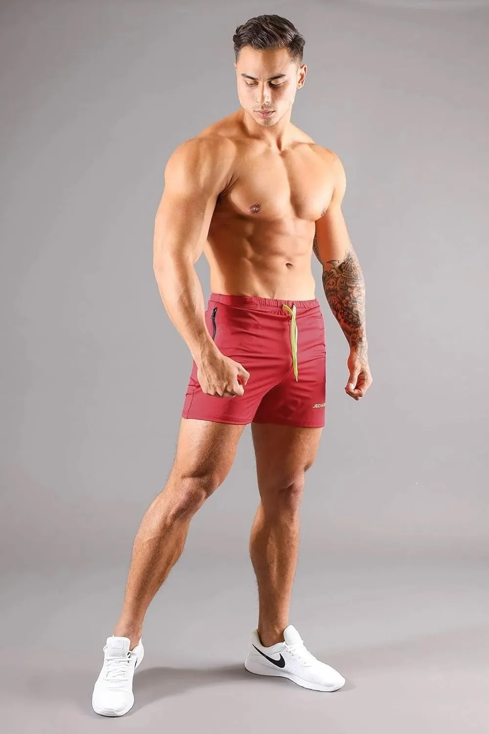 Jed North Men's 4" Inseam Bodybuilding Gym Shorts with Zipper Pockets Powerlifting Gym Shorts