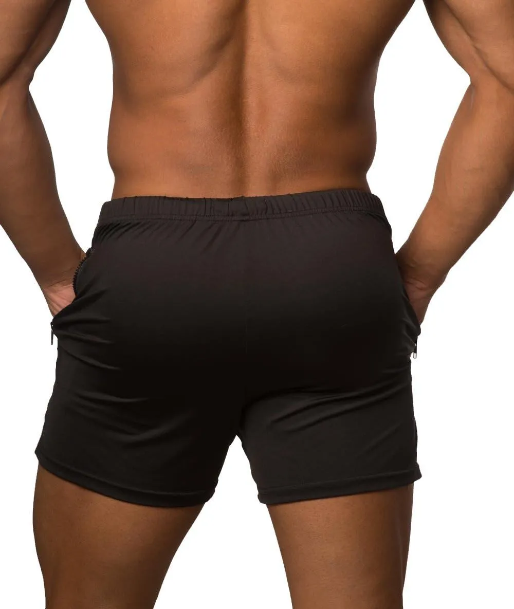 Jed North Men's 4" Inseam Bodybuilding Gym Shorts with Zipper Pockets Powerlifting Gym Shorts