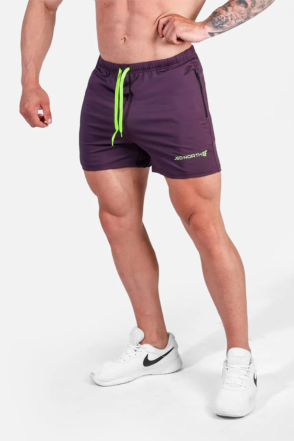 Jed North Men's 4" Inseam Bodybuilding Gym Shorts with Zipper Pockets Powerlifting Gym Shorts