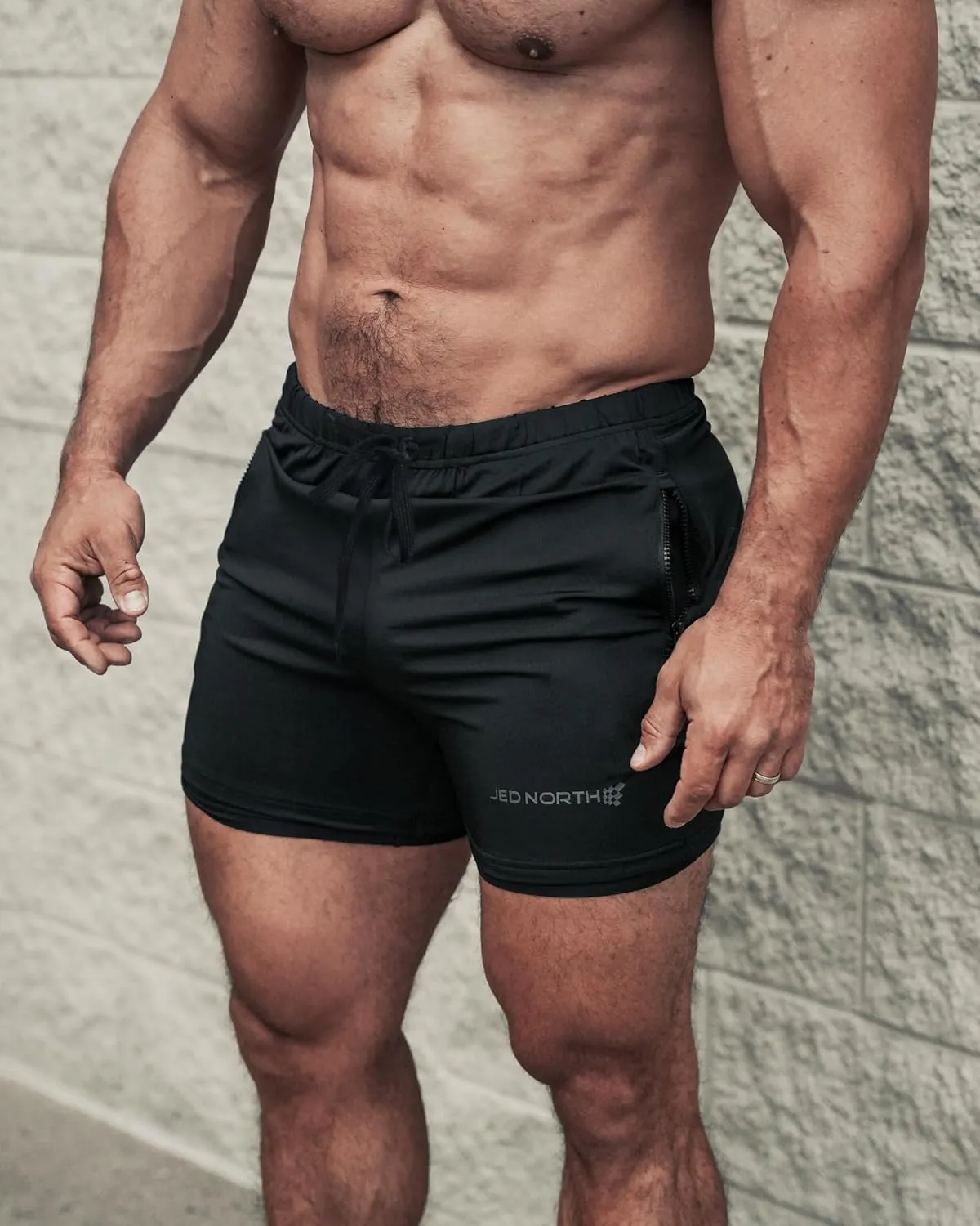 Jed North Men's 4" Inseam Bodybuilding Gym Shorts with Zipper Pockets Powerlifting Gym Shorts