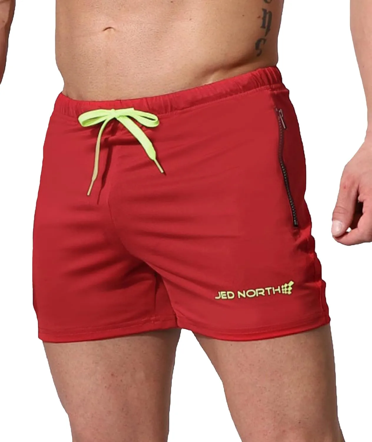 Jed North Men's 4" Inseam Bodybuilding Gym Shorts with Zipper Pockets Powerlifting Gym Shorts