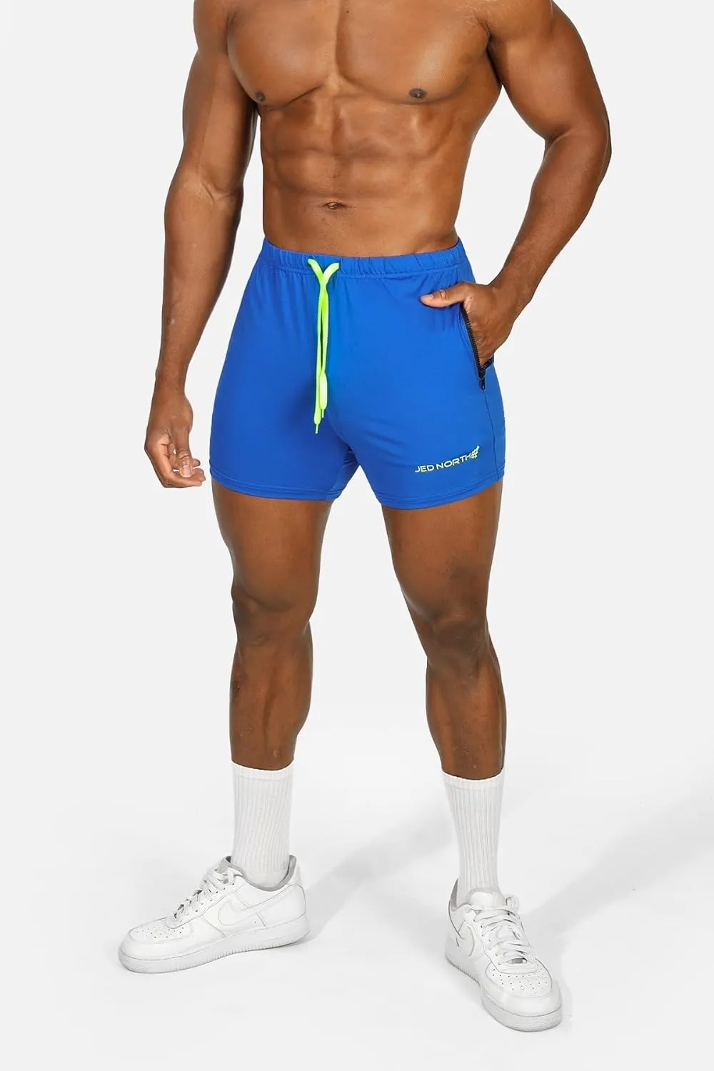 Jed North Men's 4" Inseam Bodybuilding Gym Shorts with Zipper Pockets Powerlifting Gym Shorts