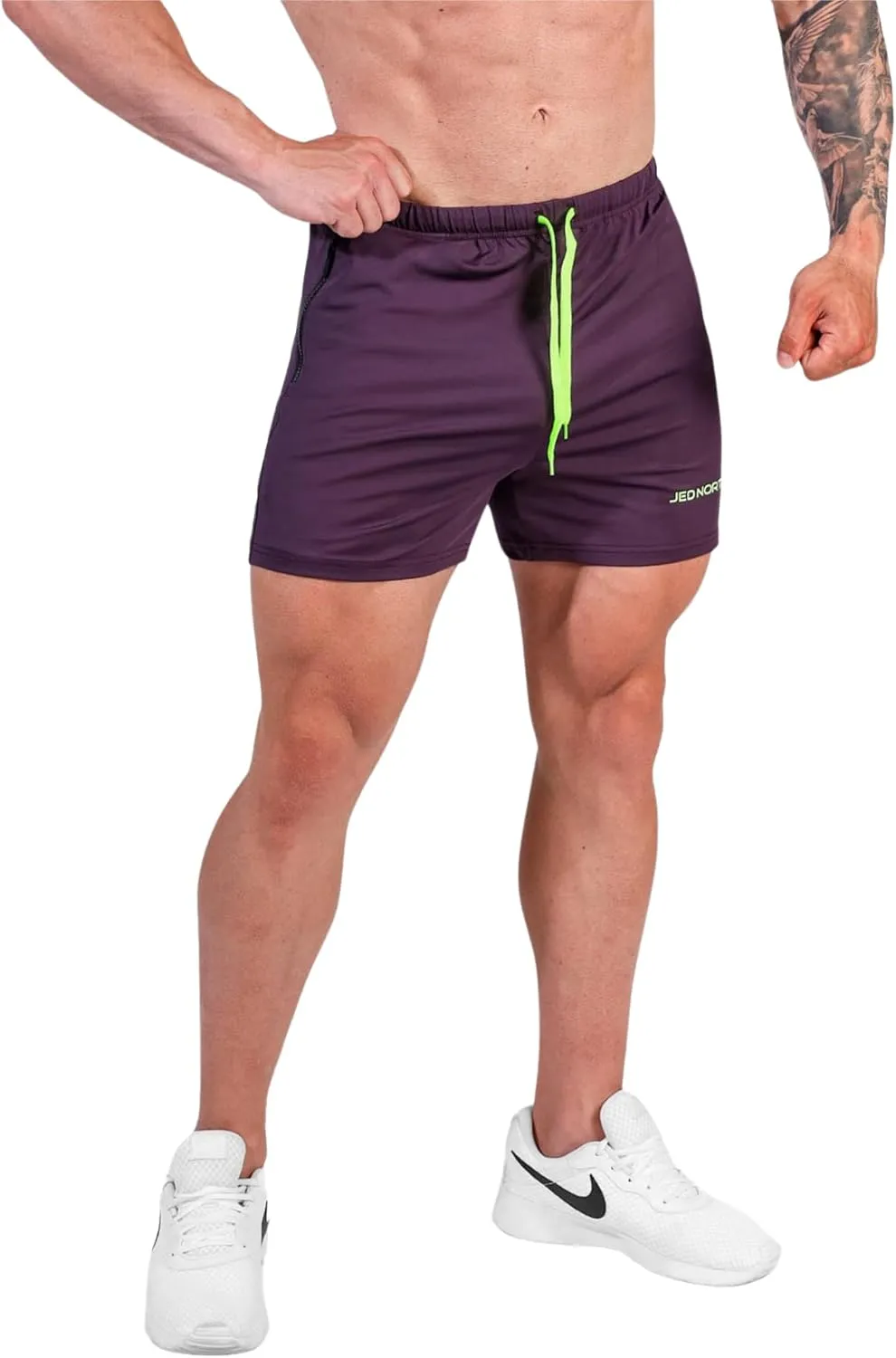 Jed North Men's 4" Inseam Bodybuilding Gym Shorts with Zipper Pockets Powerlifting Gym Shorts