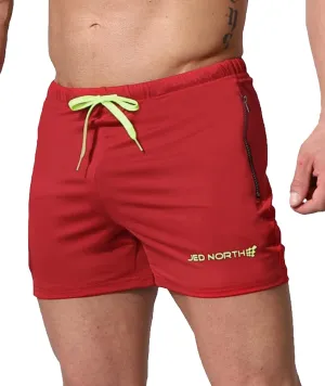Jed North Men's 4" Inseam Bodybuilding Gym Shorts with Zipper Pockets Powerlifting Gym Shorts