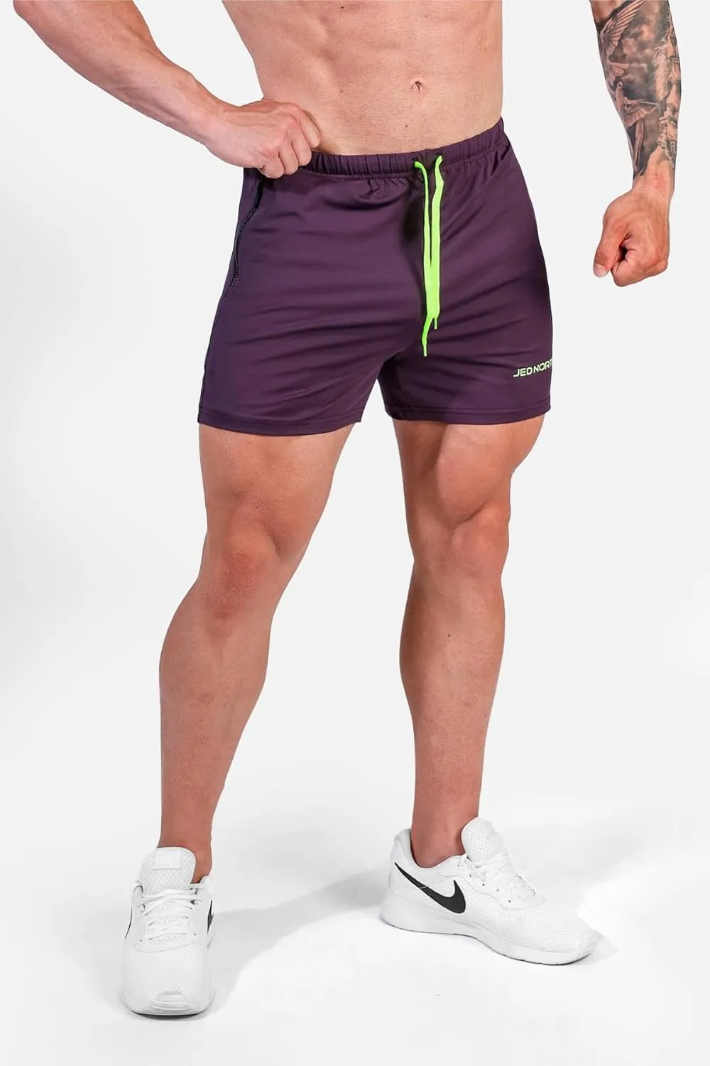 Jed North Men's 4" Inseam Bodybuilding Gym Shorts with Zipper Pockets Powerlifting Gym Shorts