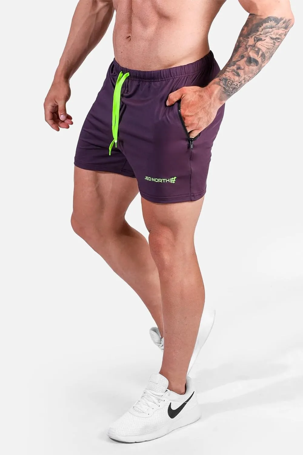 Jed North Men's 4" Inseam Bodybuilding Gym Shorts with Zipper Pockets Powerlifting Gym Shorts
