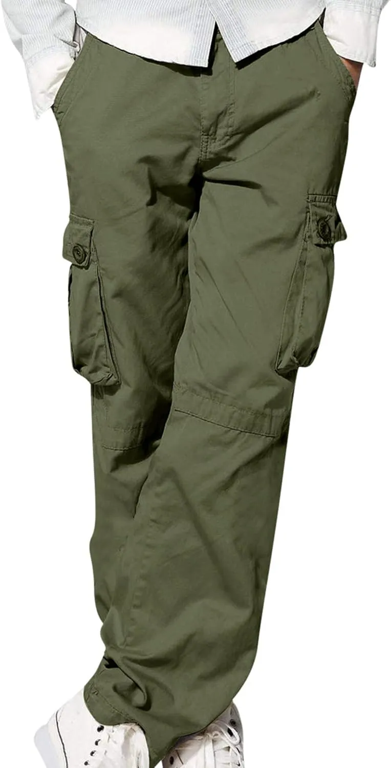 JEShifangjiusu Men Outdoor Cargo Pant Lightweight Tactical Military Baggy Pant Hiking Jogger Classic Trousers Multi Pockets