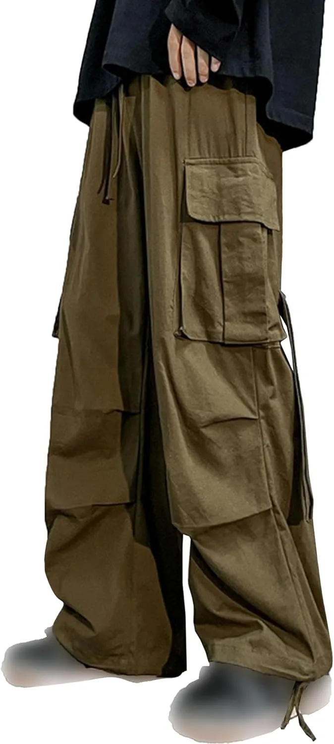 JEShifangjiusu Mens Cargo Joggers Sweatpants Loose Elastic Waist Baggy Wide Leg Pants Casual Slim Fit Chino Trousers Pockets