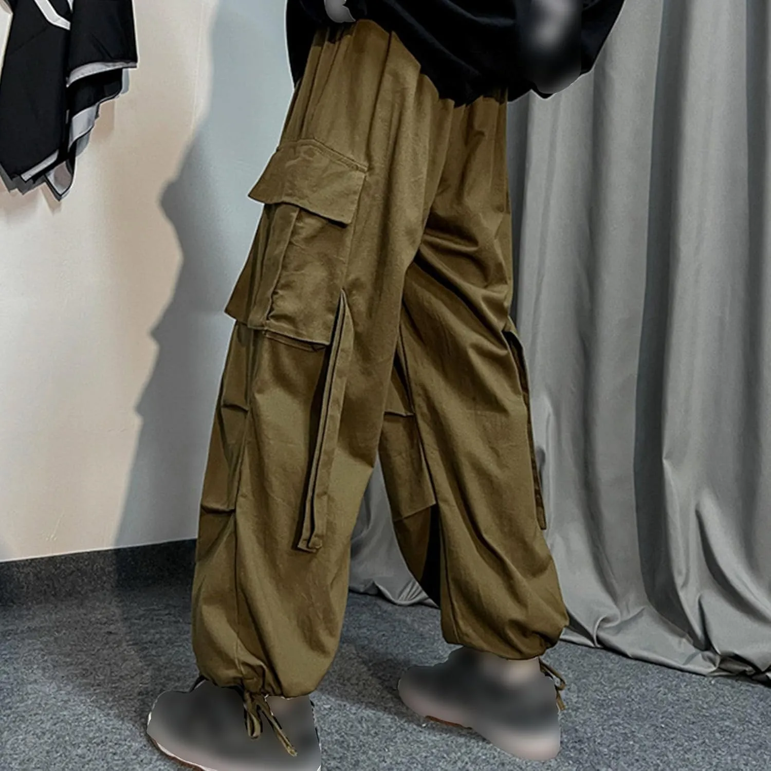 JEShifangjiusu Mens Cargo Joggers Sweatpants Loose Elastic Waist Baggy Wide Leg Pants Casual Slim Fit Chino Trousers Pockets