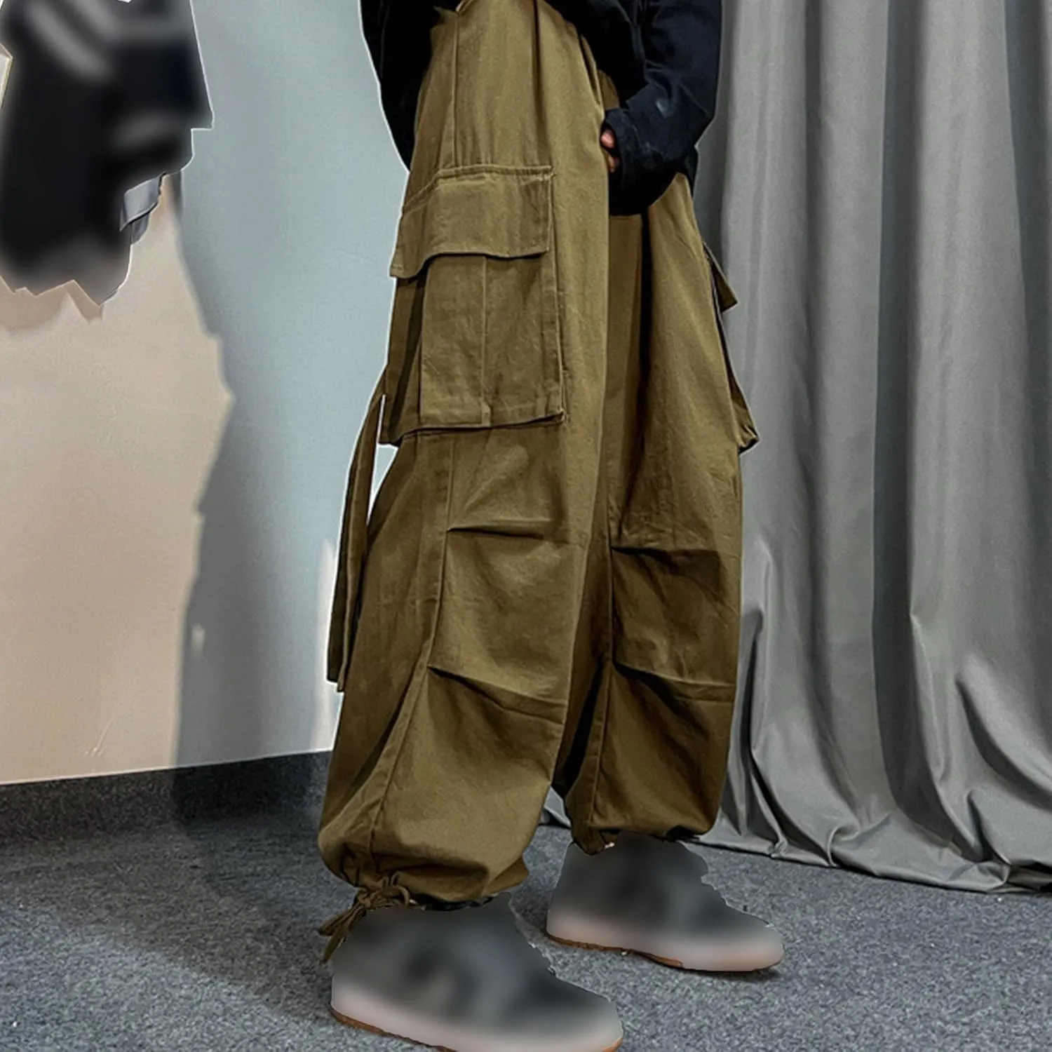 JEShifangjiusu Mens Cargo Joggers Sweatpants Loose Elastic Waist Baggy Wide Leg Pants Casual Slim Fit Chino Trousers Pockets
